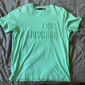 Large Light Green 3D Love Moschino t-shirt